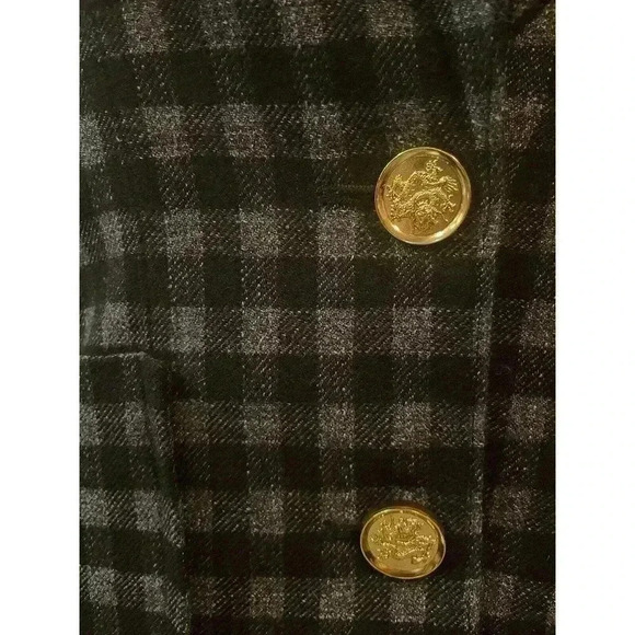 Smythe Duchess Blazer Wool Jacket Plaid Patch Pocket Gray Check 6 Portrait Neck - Picture 2 of 7